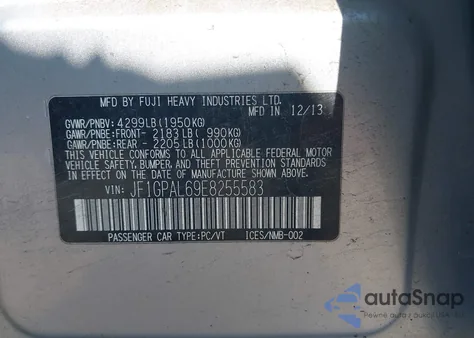 2014 Subaru Impreza 2.0I Sport Premium z USA, uszkodzony, nr VIN JF1GPAL69E8255583